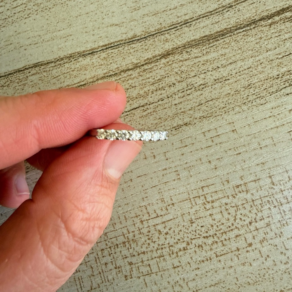 Moissanite Half Eternity Band Ring Sterling Silver - Picture 3 of 6